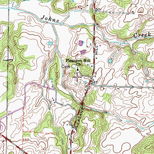 Topographic Map of Pleasant Hill Cemetery, TN