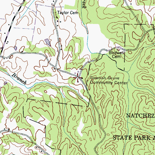 Topographic Map of Spanish Grove, TN
