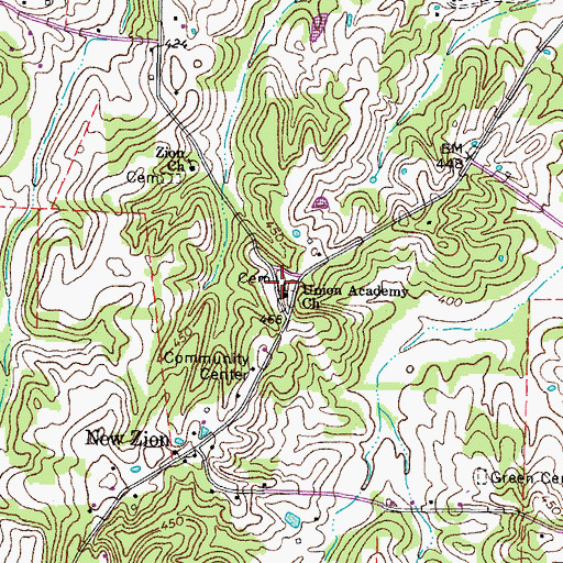 Topographic Map of Union Academy Cemetery, TN