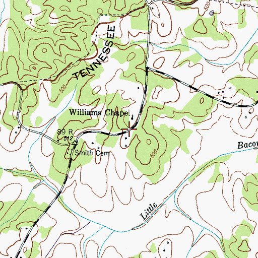 Topographic Map of Williams Chapel, TN