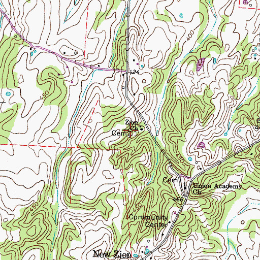 Topographic Map of Zion Cemetery, TN