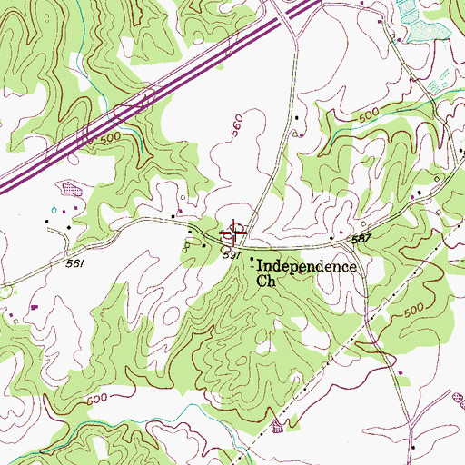 Topographic Map of Independence Cemetery, TN