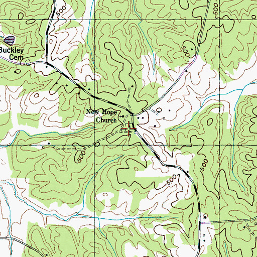 Topographic Map of New Hope Cemetery, TN