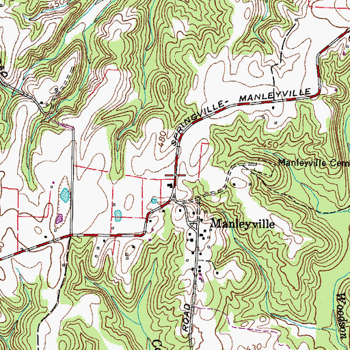 Topographic Map of Manleyville School (historical), TN