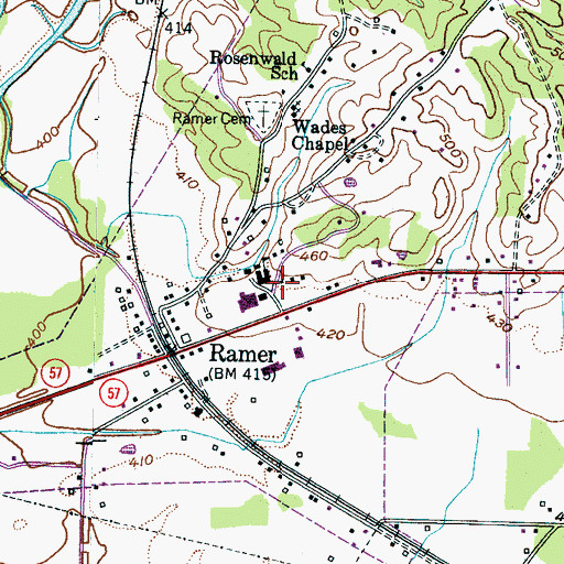 Topographic Map of Ramer Baptist Church, TN