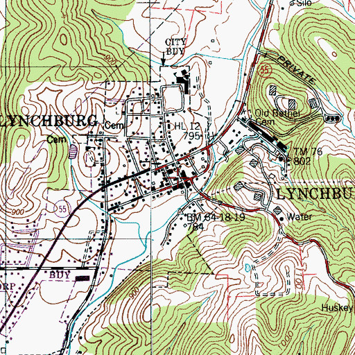 Topographic Map of Moore County Courthouse, TN