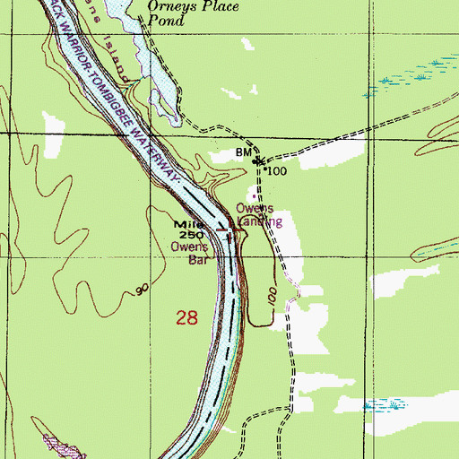 Topographic Map of Owens Bar, AL