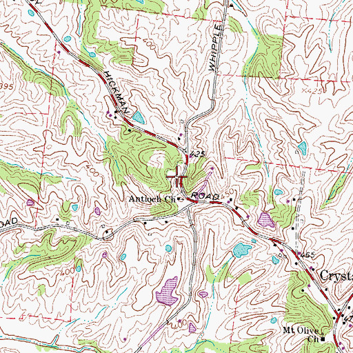 Topographic Map of Antioch Cemetery, TN