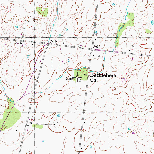 Topographic Map of Bethlehem Cemetery, TN