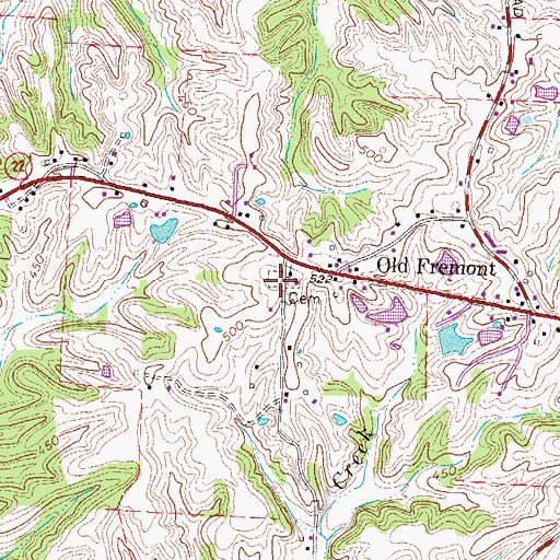 Topographic Map of Fremont Cemetery, TN