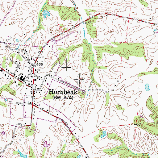 Topographic Map of Hornbeak Cemetery, TN