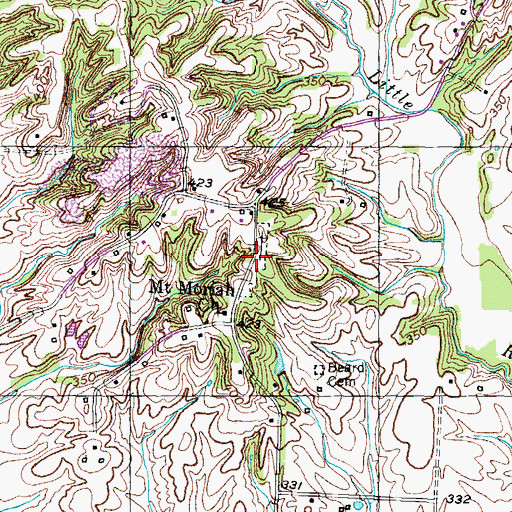 Topographic Map of Mount Moriah Cemetery, TN