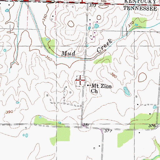 Topographic Map of Mount Zion Cemetery, TN