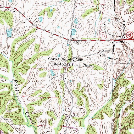 Topographic Map of Obion Chapel Cemetery, TN