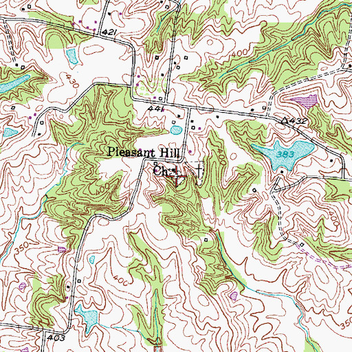 Topographic Map of Pleasant Hill Cemetery, TN