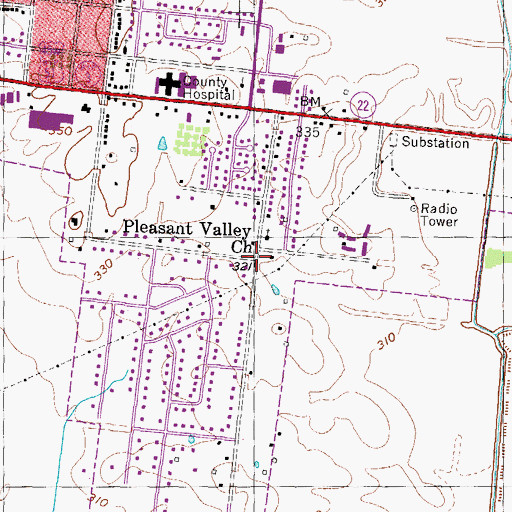 Topographic Map of Pleasant Valley, TN