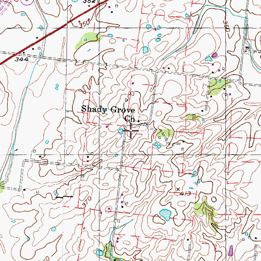 Topographic Map of Shady Grove Cemetery, TN