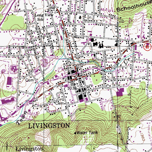 Topographic Map of Overton County Courthouse, TN