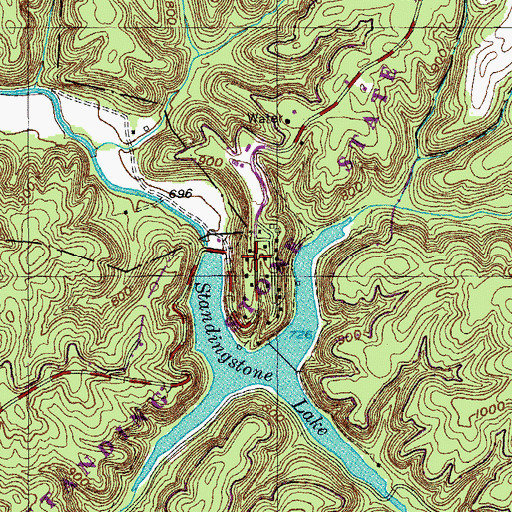 Topographic Map of Standing Stone Rustic Park Historic District, TN