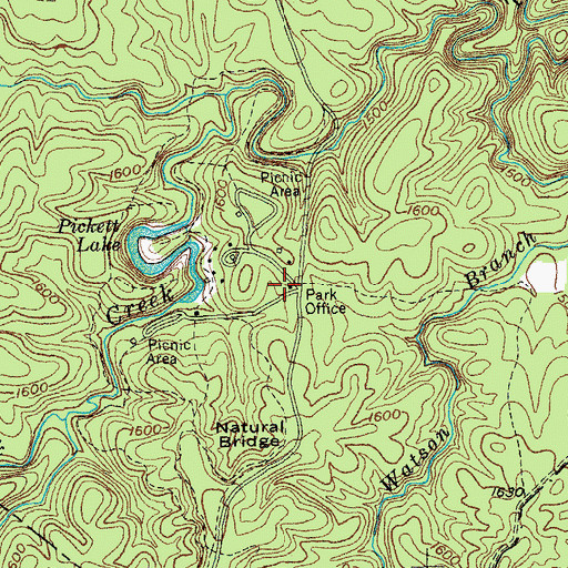 Topographic Map of Pickett State Rustic Park Historic District, TN