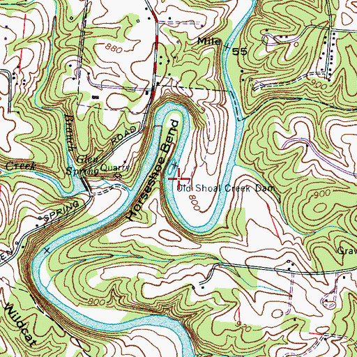 Topographic Map of Lawrenceburg Number 1 Hydroelectric Station, TN