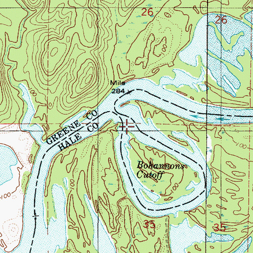 Topographic Map of Parhams Landing, AL