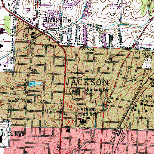 Topographic Map of Northwood Avenue Historic District, TN