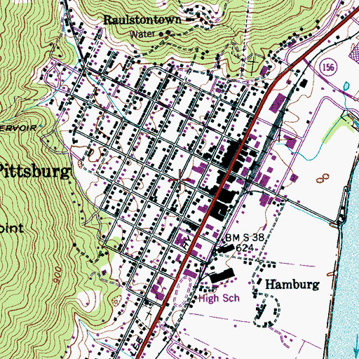 Topographic Map of South Pittsburg Historic District, TN