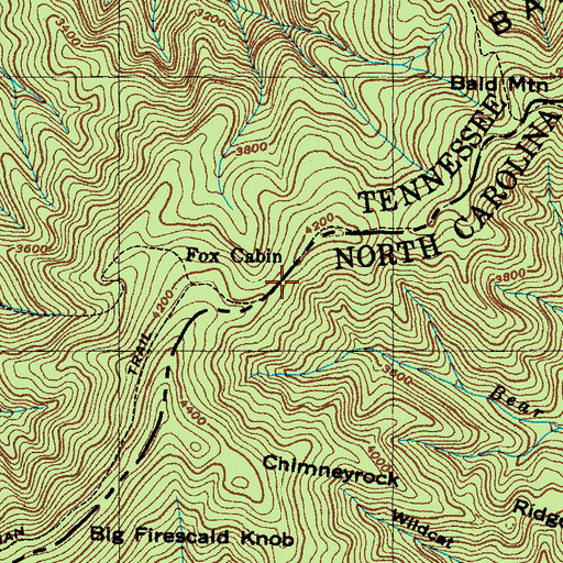 Topographic Map of Fox Cabin Gap, TN