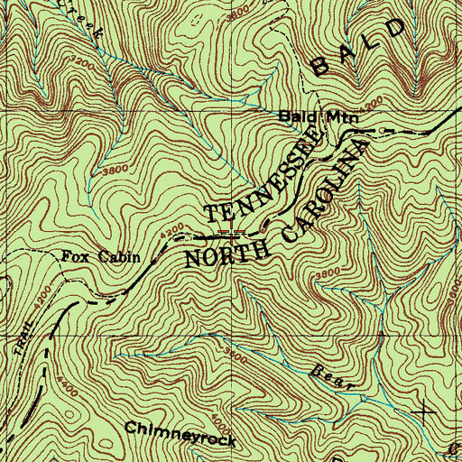 Topographic Map of Lick Log Gap, TN