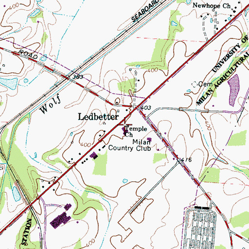 Topographic Map of Temple Church, TN
