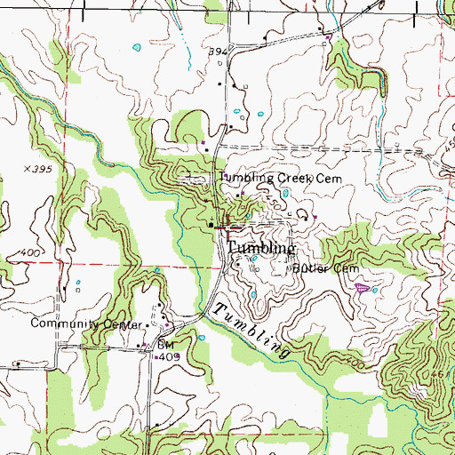 Topographic Map of Tumbling, TN