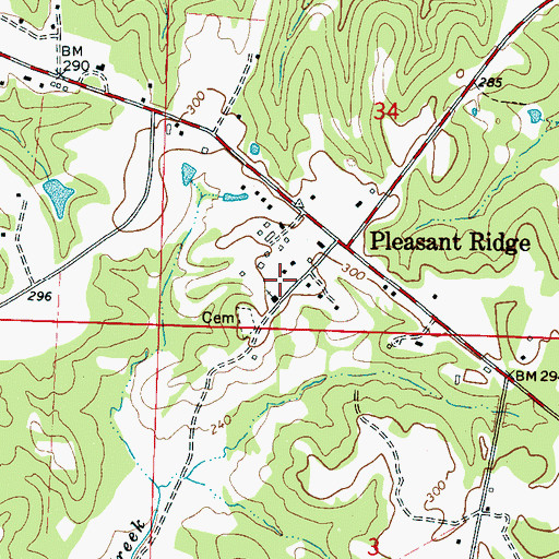 Topographic Map of Pleasant Ridge Academy (historical), AL