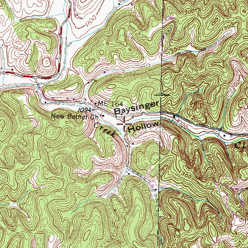 Topographic Map of Baysinger Hollow, TN