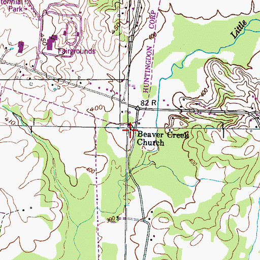 Topographic Map of Beaver Creek Church, TN