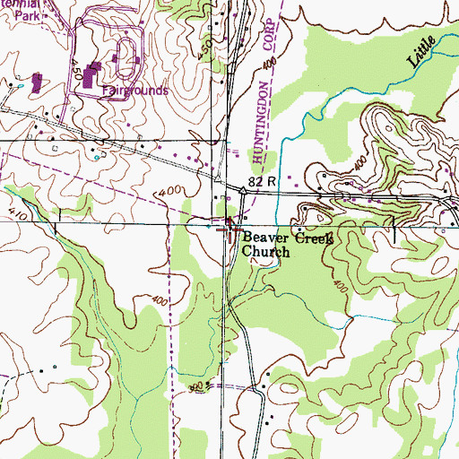 Topographic Map of Beaver Creek Church, TN