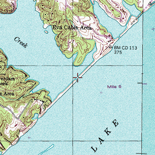 Topographic Map of Beaverdam Creek, TN