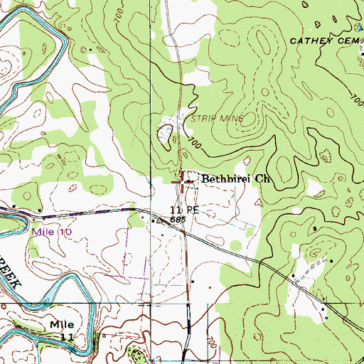 Topographic Map of Bethbirei Church, TN