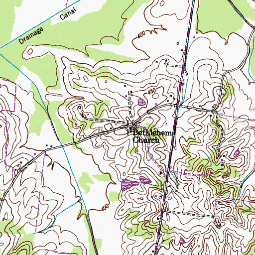 Topographic Map of Bethlehem Church, TN