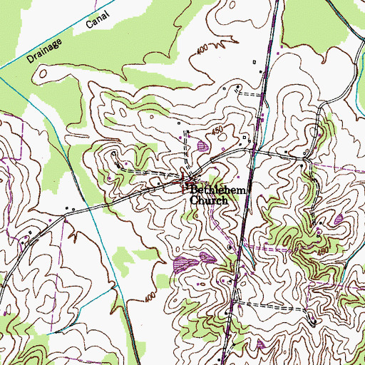 Topographic Map of Bethlehem Church, TN