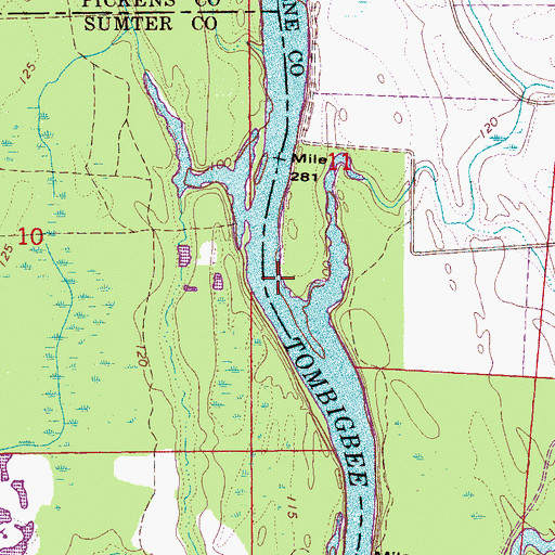 Topographic Map of Pleasant Ridge Bar, AL