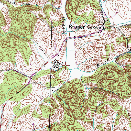 Topographic Map of Buck Branch, TN