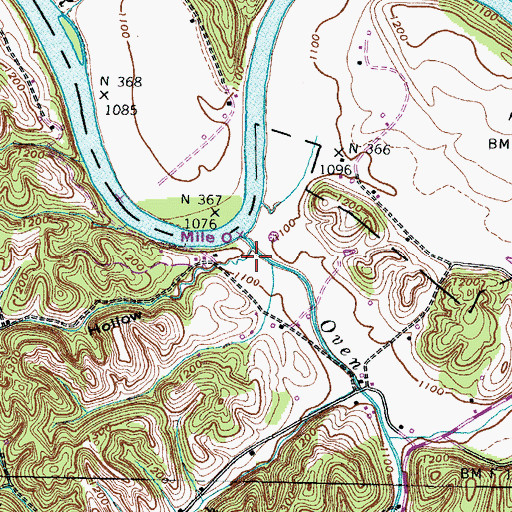 Topographic Map of Busler Hollow, TN