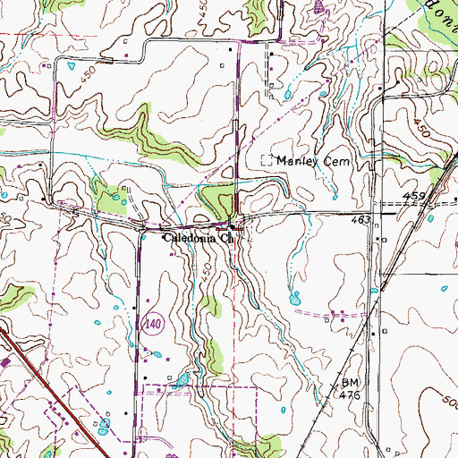 Topographic Map of Caledonia Church, TN