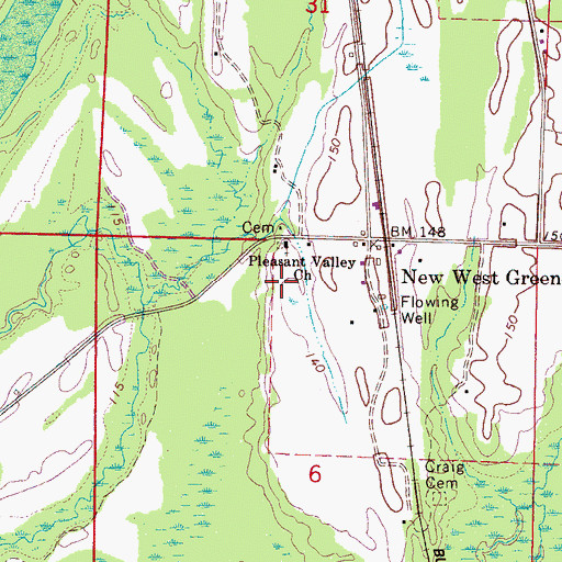 Topographic Map of Pleasant Valley School (historical), AL