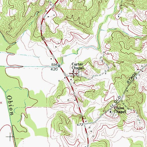 Topographic Map of Carter Chapel, TN