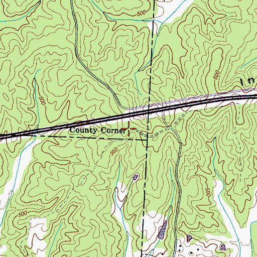 Topographic Map of County Corner, TN