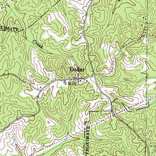 Topographic Map of Dollar, TN