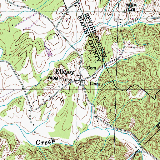Topographic Map of Ellejoy, TN