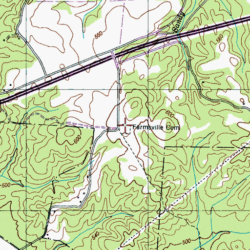 Topographic Map of Farmsville Cemetery, TN